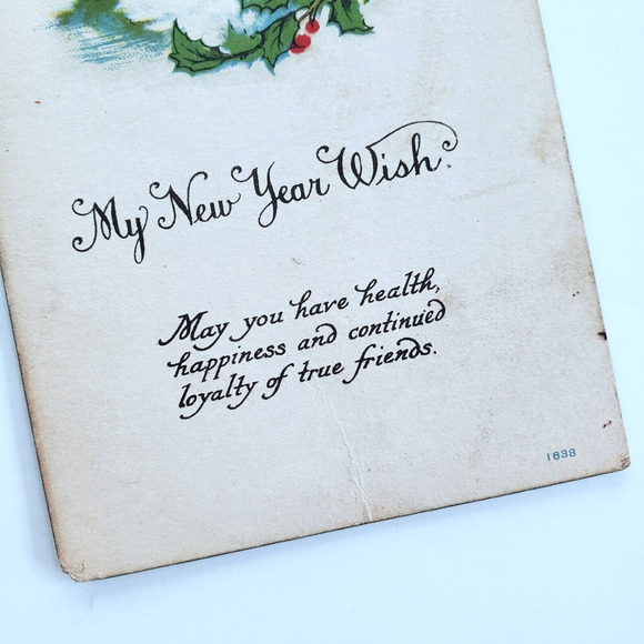 Antique Postcard New Year Holiday Victorian Farm Country Snow Winter Retro 1900s - Picture 5 of 5